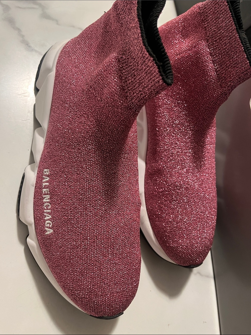 Balenciaga Speed Lurex Knit Metallic Sock Sneakers